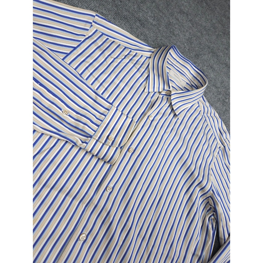 Ermenegildo Zegna Dress Shirt Mens Large XL Stripe Button Up Cotton